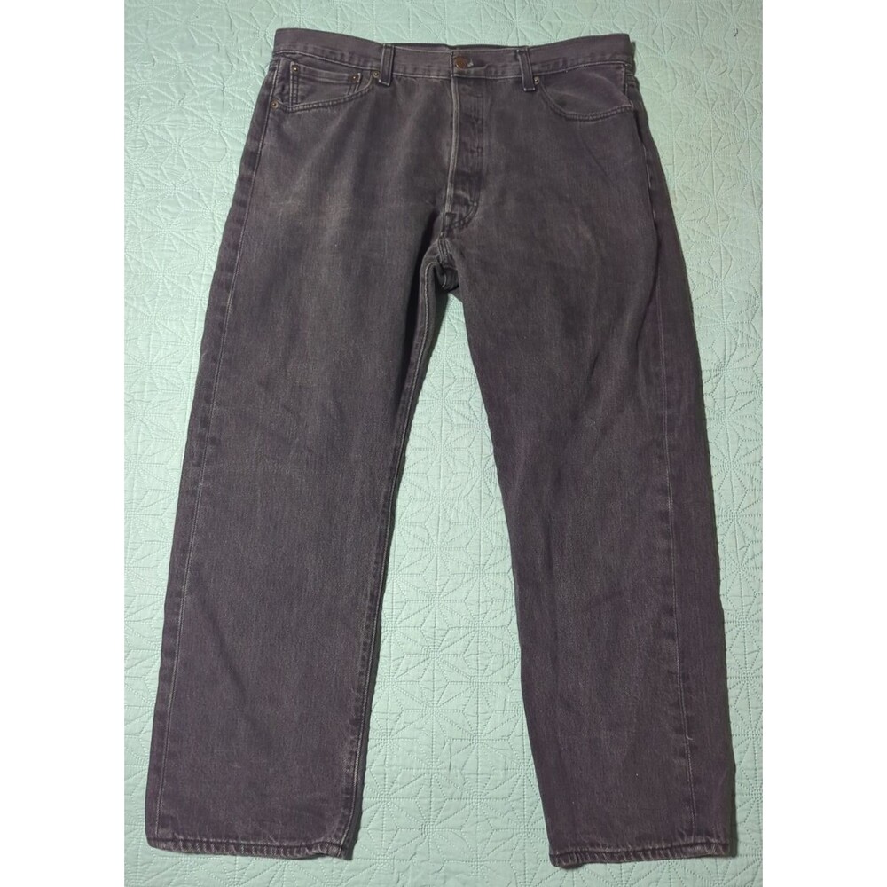 Levi's 501 Straight Fit Button Fly Faded Black Jeans 38x30 Monochromatic Label